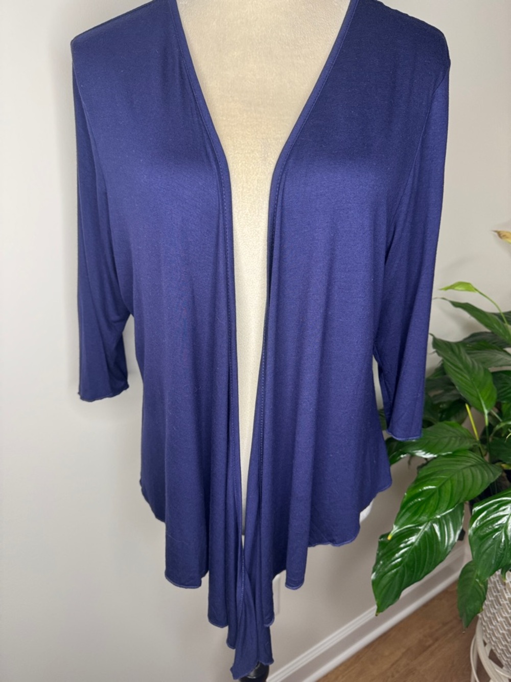 Women's Open-Front Navy Drapey Cardigan